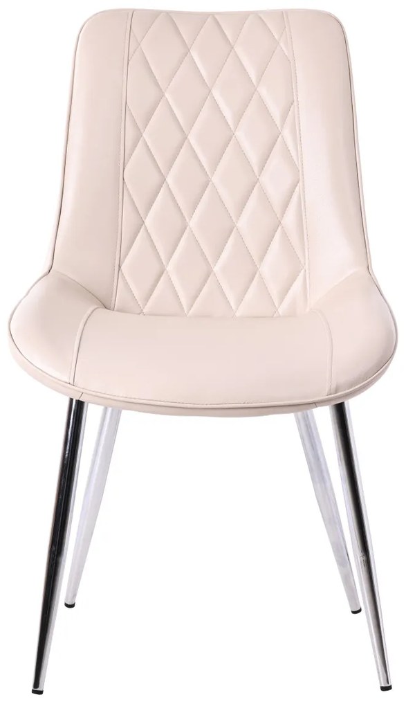 Scaun de dining elegant, bej, cu tapițerie din piele ecologică