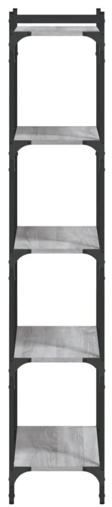 5 szintes szürke sonoma szerelt fa könyvespolc 60 x 30 x 120 cm