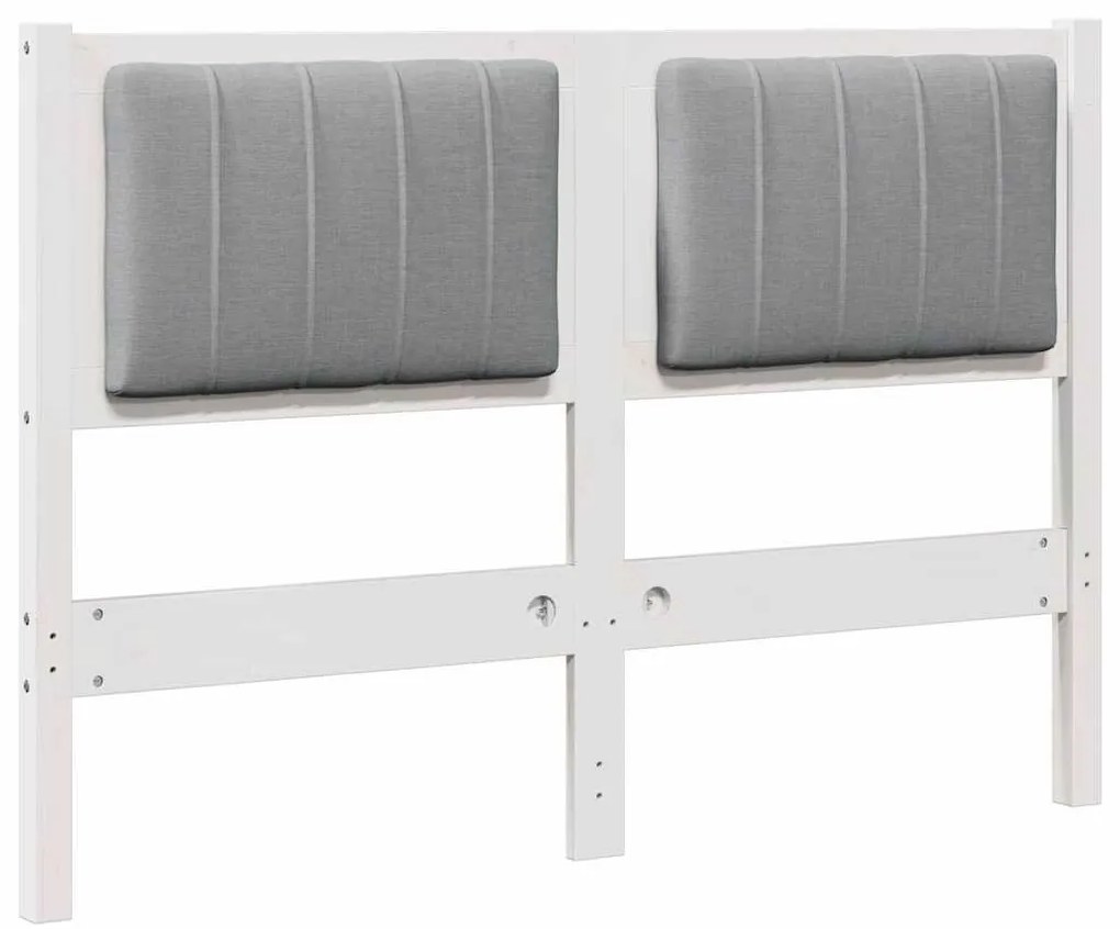 Kárpitozott fejtámla fejtámlával Fehér 120 cm Tömör fenyőfa