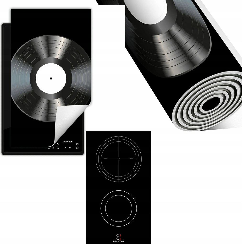 Indukciós Védőszőnyeg Konyhapult 30x52 fekete vinil