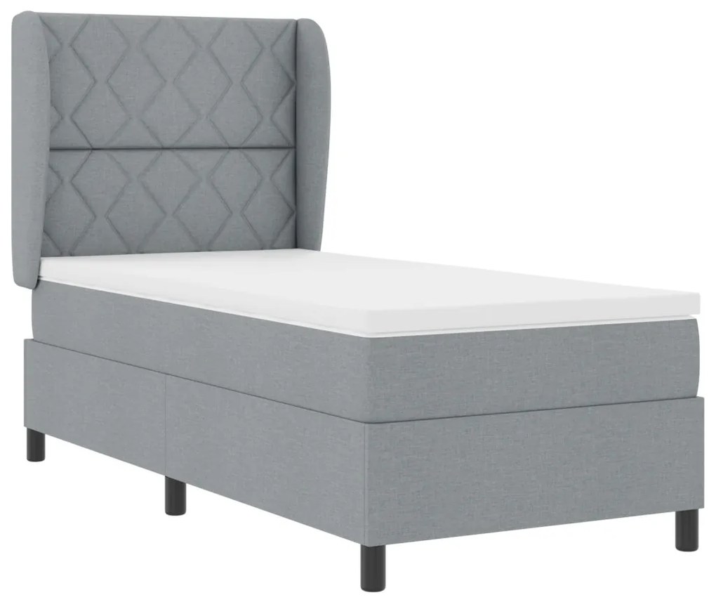 Boxspring Ágy Matraccal - Világosszürke, 100x200 cm, Szövet