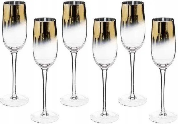 Pezsgős Poharak arany Üveg 210 ml 6 db