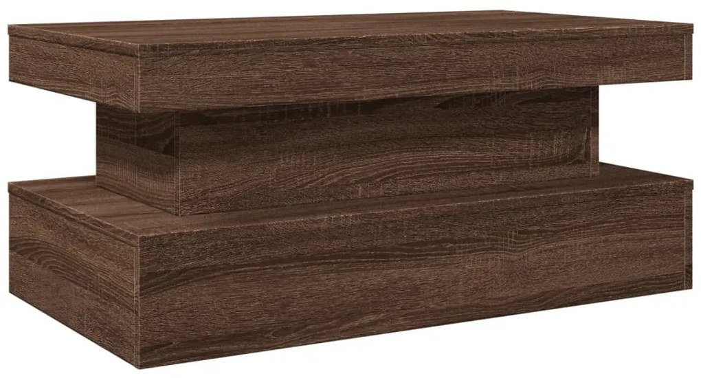 Barna tölgyszínű dohányzóasztal LED-lámpákkal 90x50x40 cm