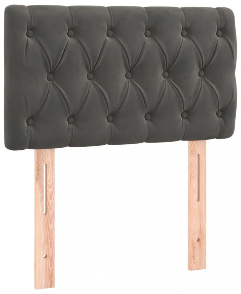 sötétszürke bársony LED-es fejtámla 80x7x78/88 cm
