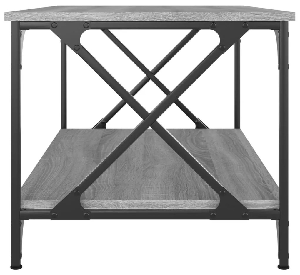 Szürke sonoma szerelt fa és vas dohányzóasztal 80 x 50 x 45 cm