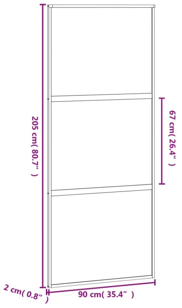 fehér edzett üveg és alumínium tolóajtó 90 x 205 cm