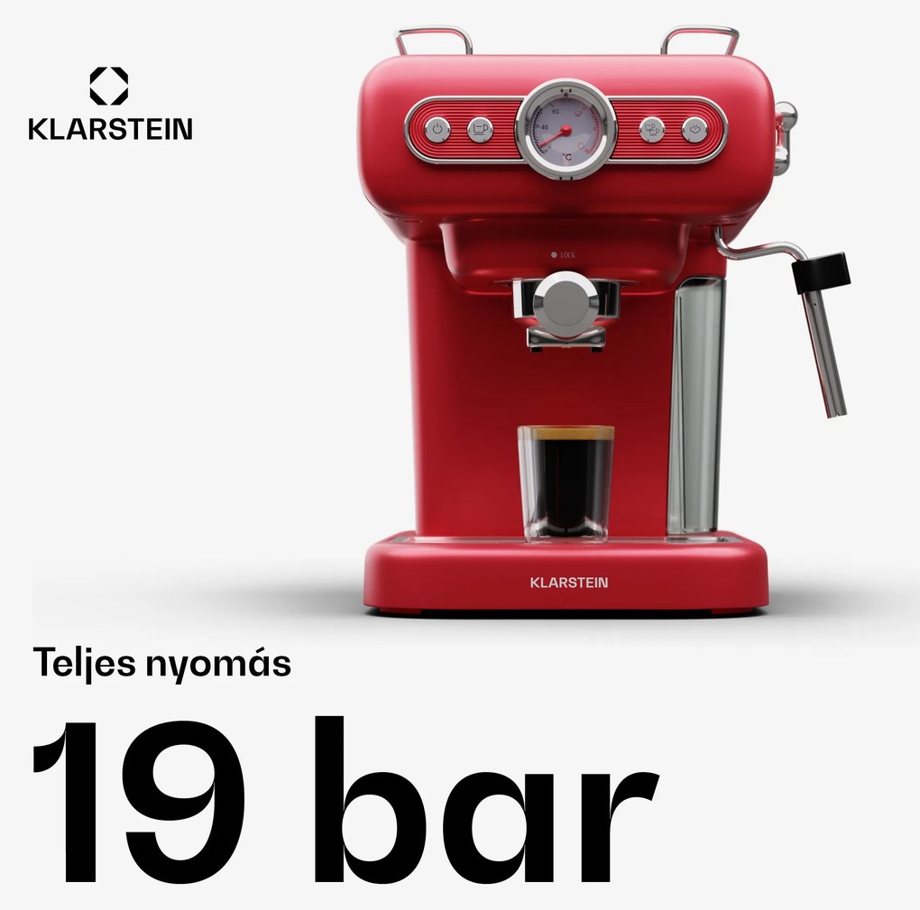 Klarstein Espressionata Evo eszpresszó gép 950W 19 Bar 1,2L 2 csésze