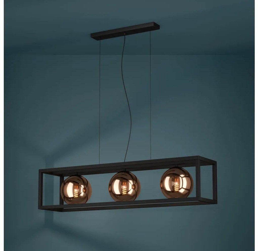 Eglo 390091 - Csillár zsinóron CORDOBA 3xE27/40W/230V réz/fekete