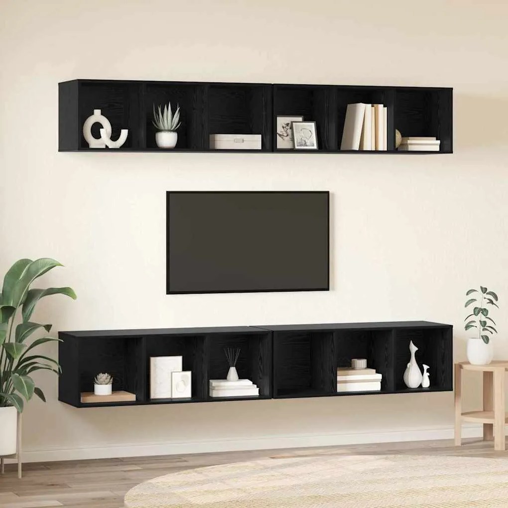 Fali TV Szekrény 4 pcs Musta tammi 37 x 37 x 107.5 cm