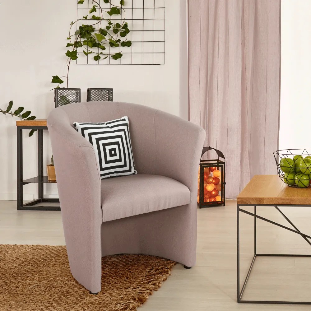 Klub fotel, pasztell rózsaszín anyag, CUBA