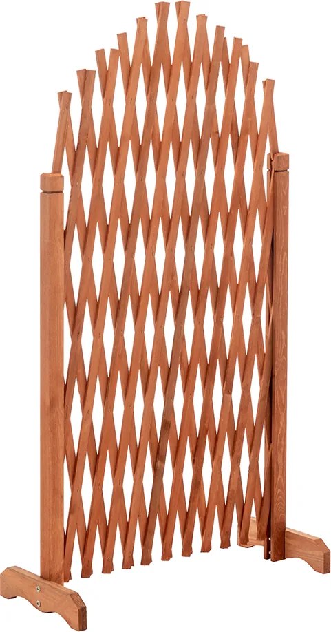 Rácsos térelválasztó panel, barna/fa, 250 cm, KEJLY