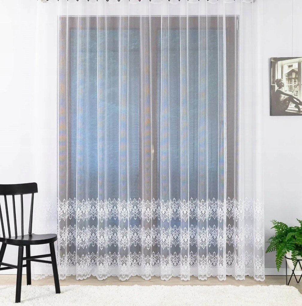 Fehér Függöny Mintás Dísz Jacquard Szalaggal 600x240