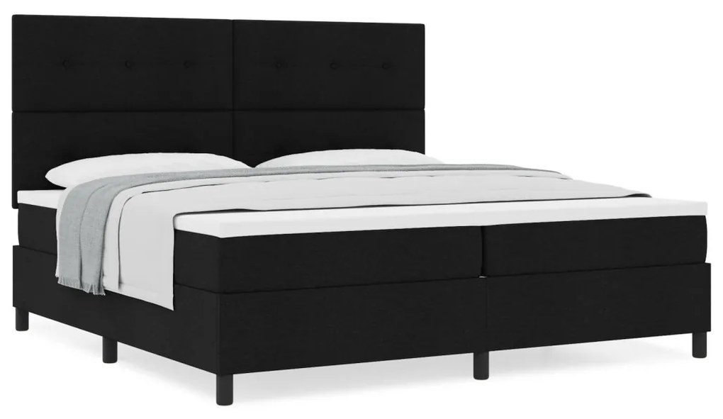 Boxspring ágy matraccal fekete 200x200 cm szövet