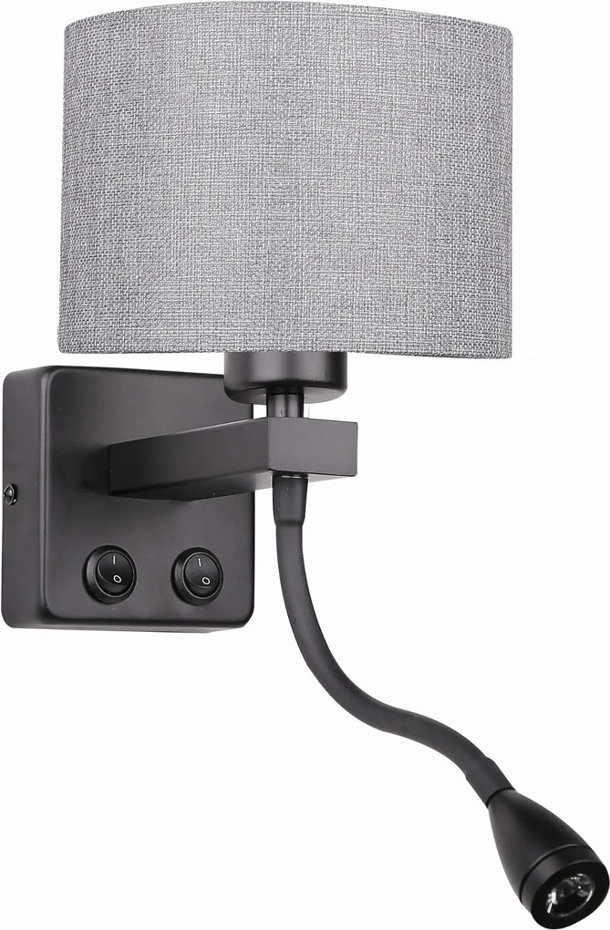 Fali lámpa olvasólámpával, fekete Candellux