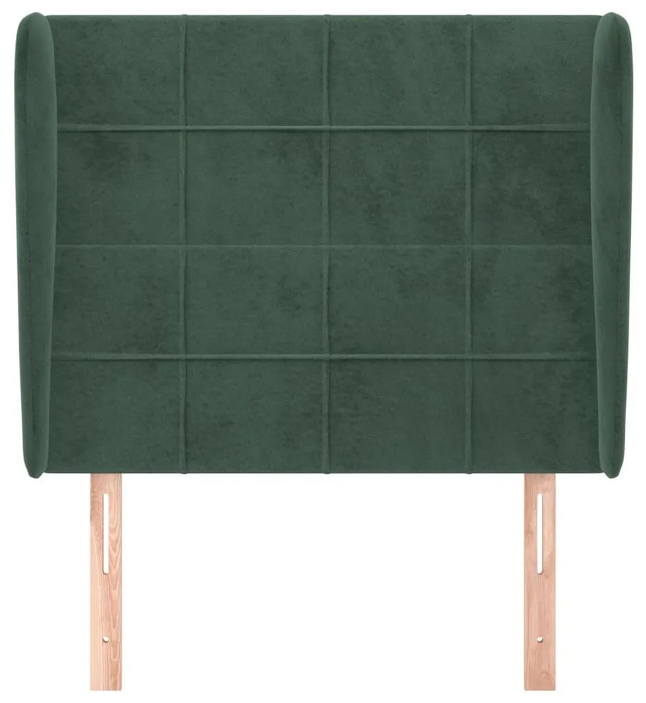 sötétzöld bársony fejtámla szárnyakkal 93 x 23 x 118/128 cm