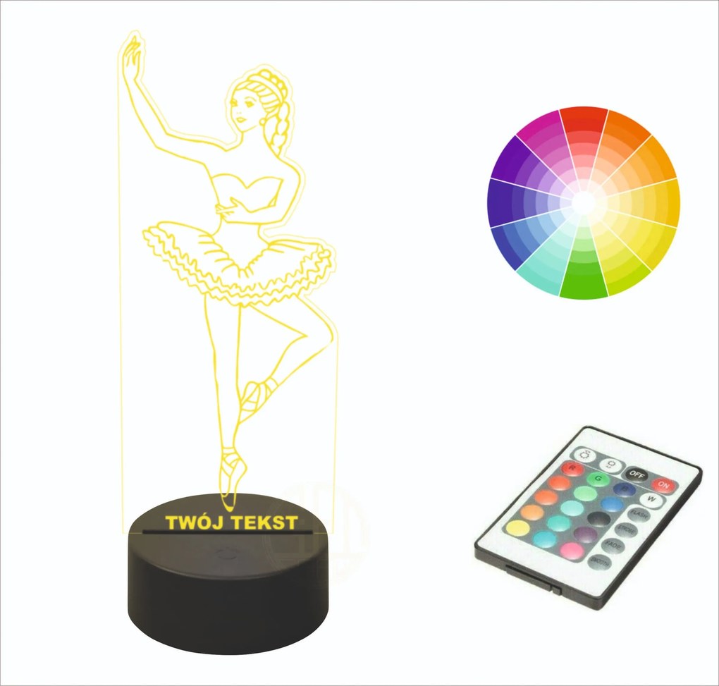 3D Asztali Lámpa Balerina Ajándék Gravírozás Név