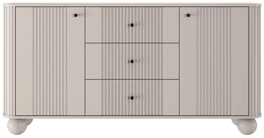 Versper komód 160 cm - kasmír / fekete fogantyúk
