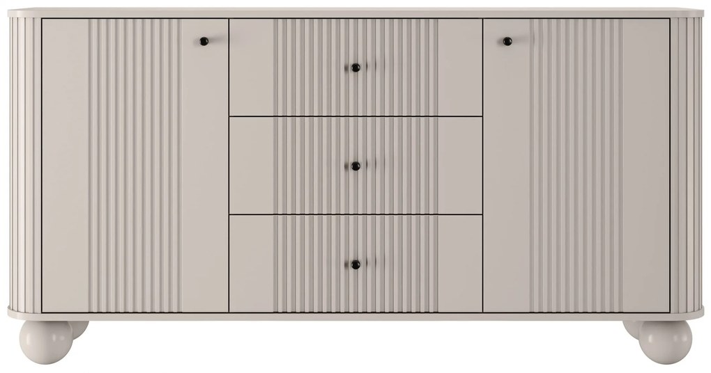 Vesper fiókos komód 160 cm - kasmír / fekete fogantyúk / gömb lábak