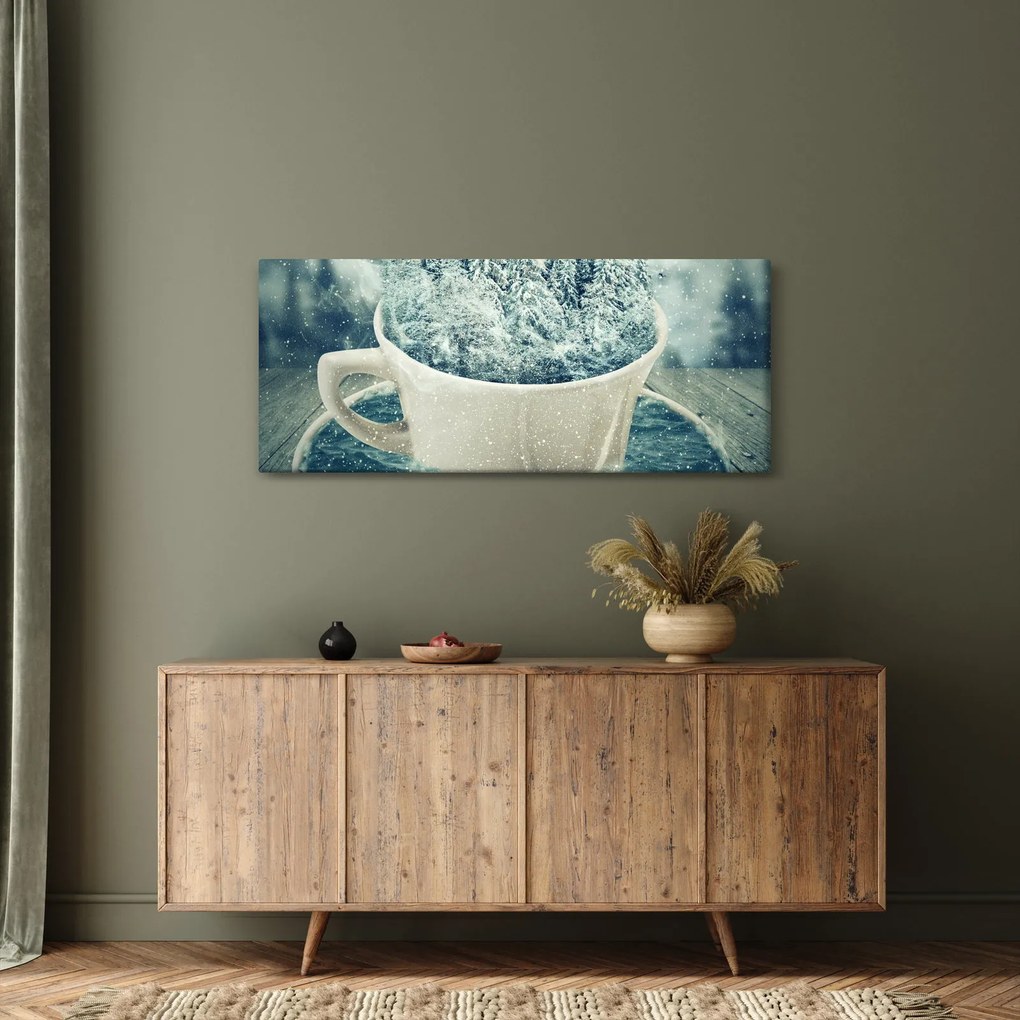 Kép - Téli világ egy bögrében (120x50 cm)