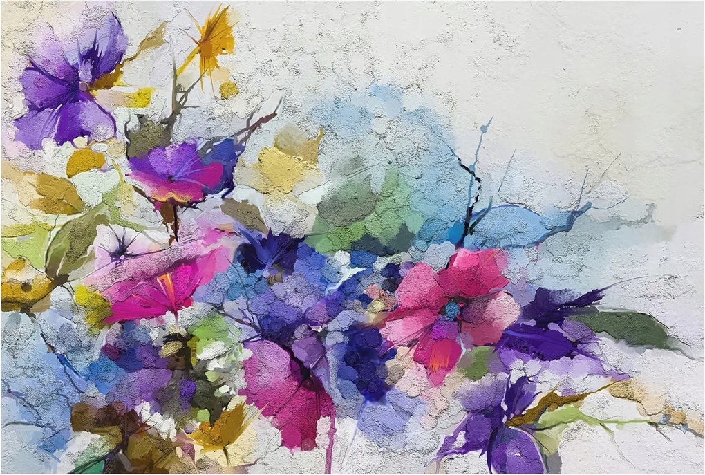 Dekoratív tapéta Flizelina Divatos minták Absztrakt virágok 104x70 Ragasztó