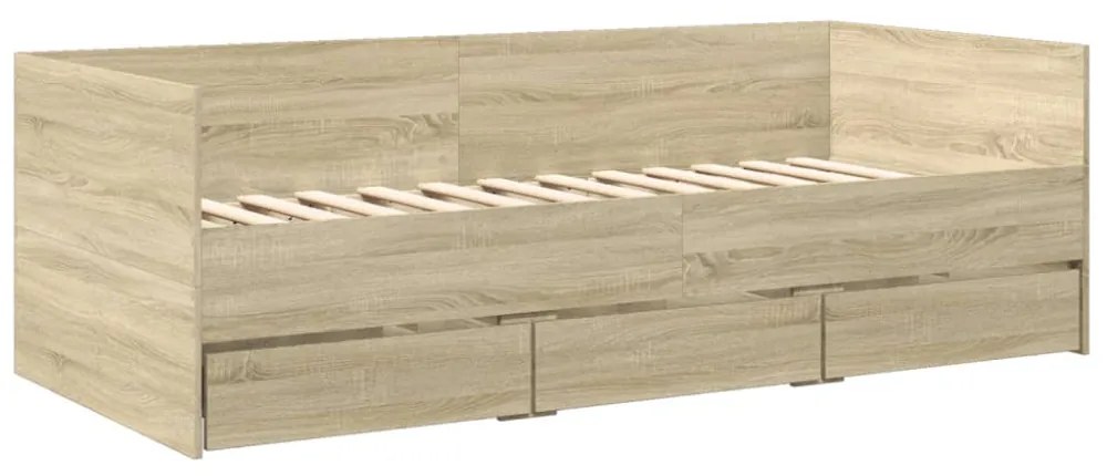 sonoma tölgy kanapéágy fiókkal matrac nélkül 90x200 cm
