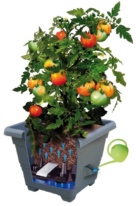 Plastia Bergamot önöntöző virágtartó 35 x 35 cm barna, 35 x 35 cm