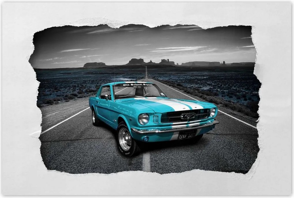 Poszter 60x40 Kék Ford Mustang