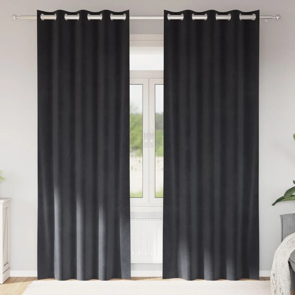 Függönyök függönyökkel 2 pcs Sötétszürke 140 x 225 cm Bársony