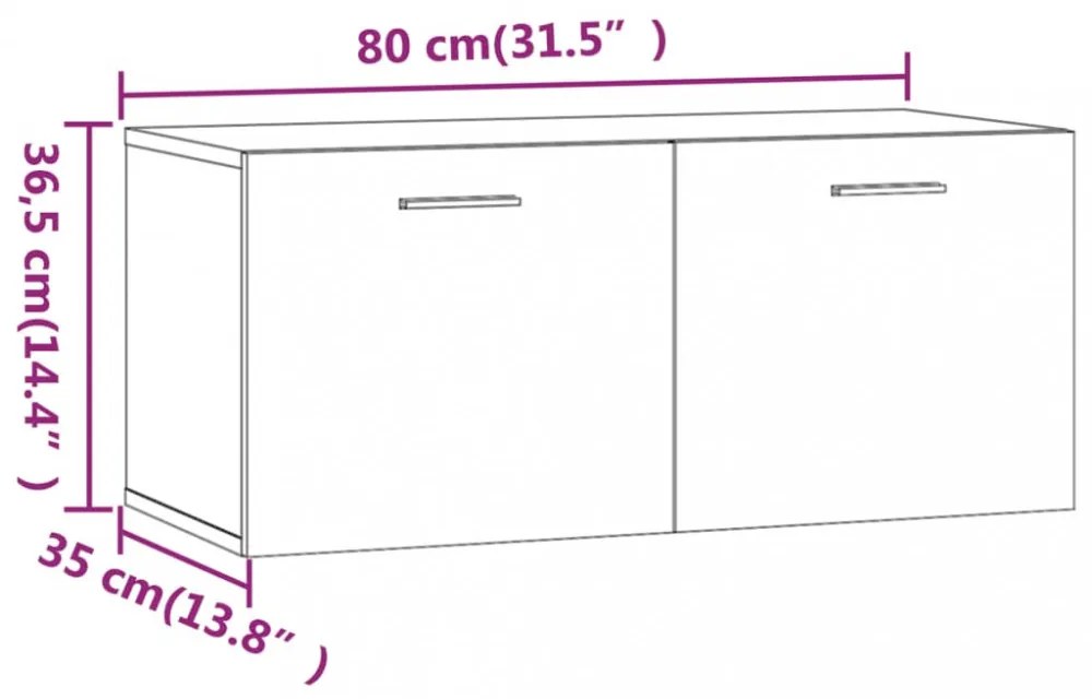 füstös tölgy színű szerelt fa faliszekrény 80 x 35 x 36,5 cm