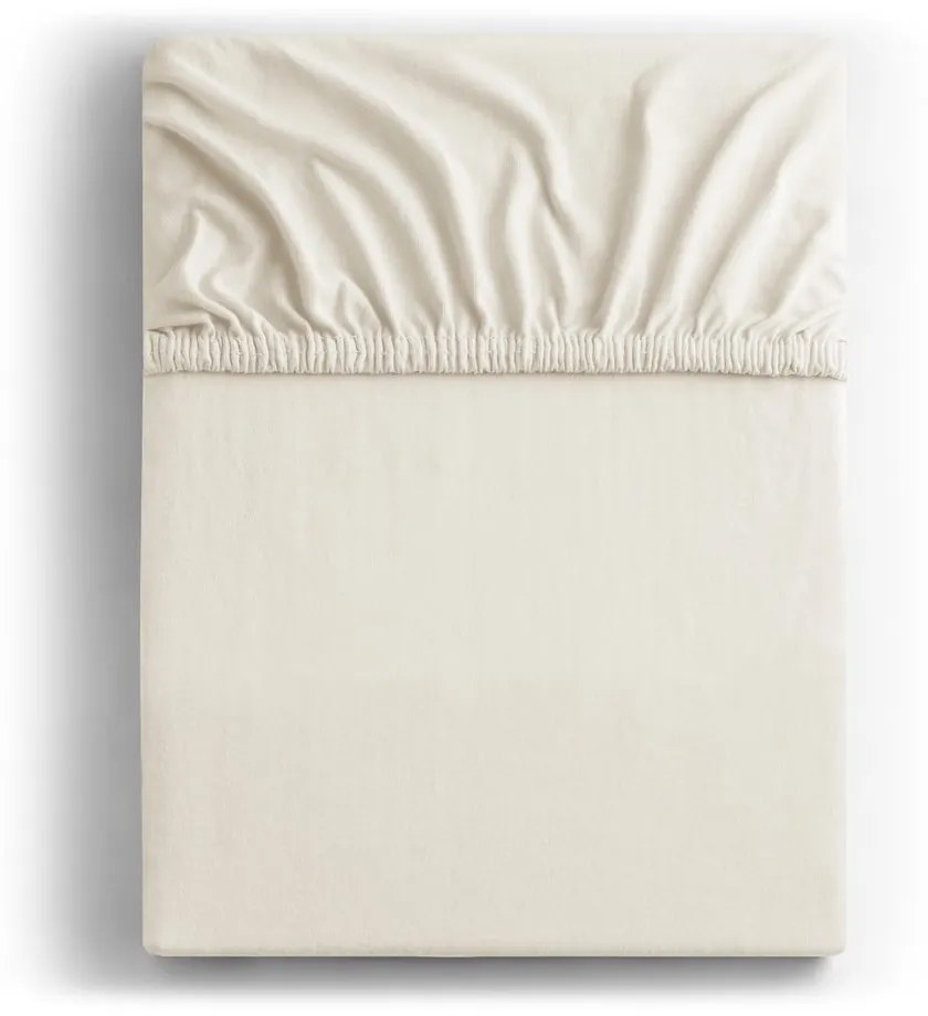Fehér-krémszínű gumis jersey lepedő 240x200 cm Amber – Restilo