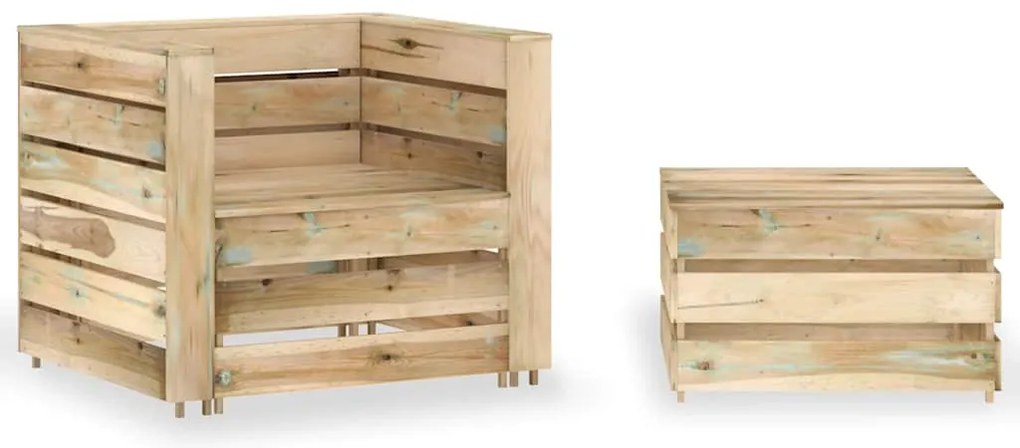 vidaXL 2 részes barna impregnált fenyőfa kerti raklap-ülőgarnitúra