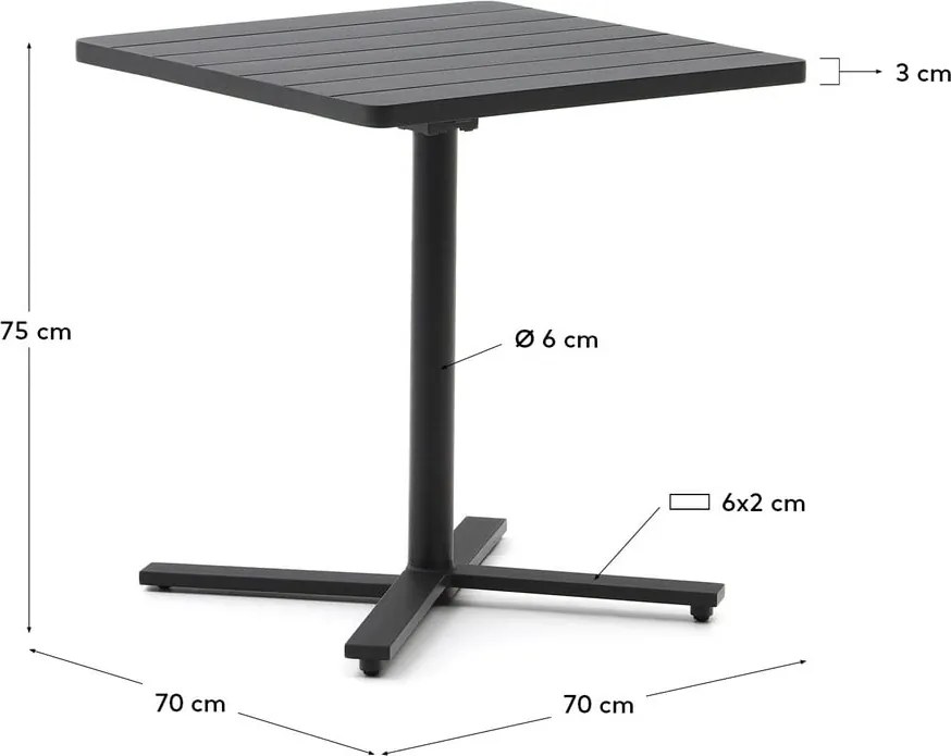 Fém kerti étkezőasztal 70x70 cm Torreta – Kave Home