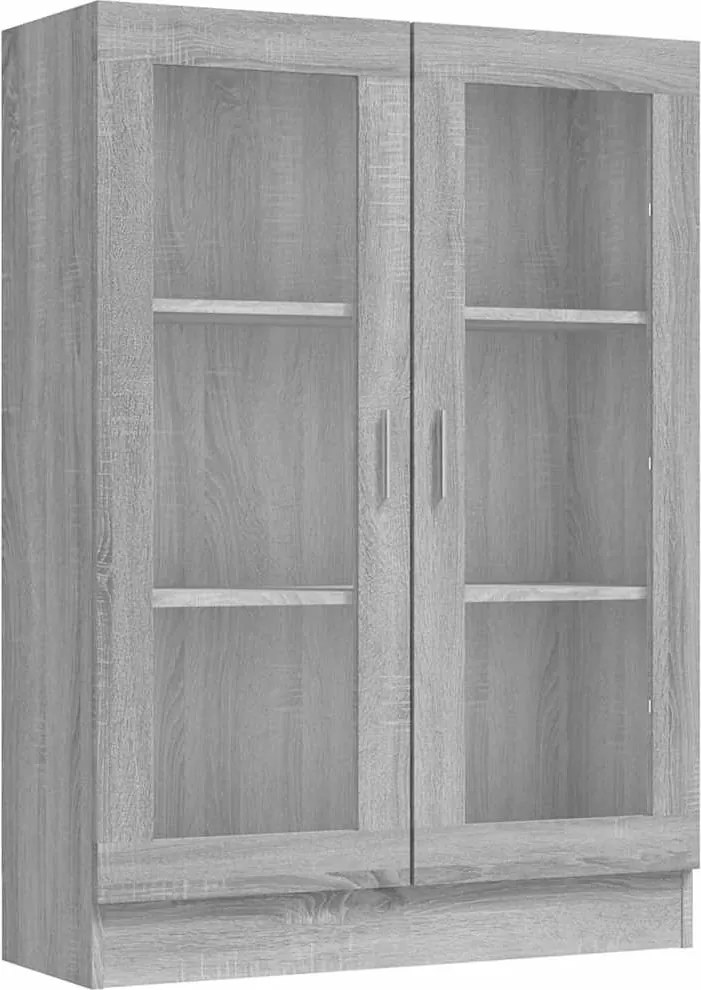 vidaXL szürke sonoma színű szerelt fa vitrinszekrény 82,5x30,5x115 cm