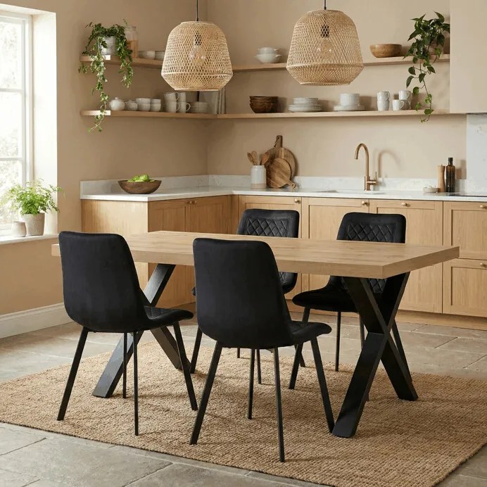 Étkezőszék, fekete, bársony szövet, DCL-973 BK4