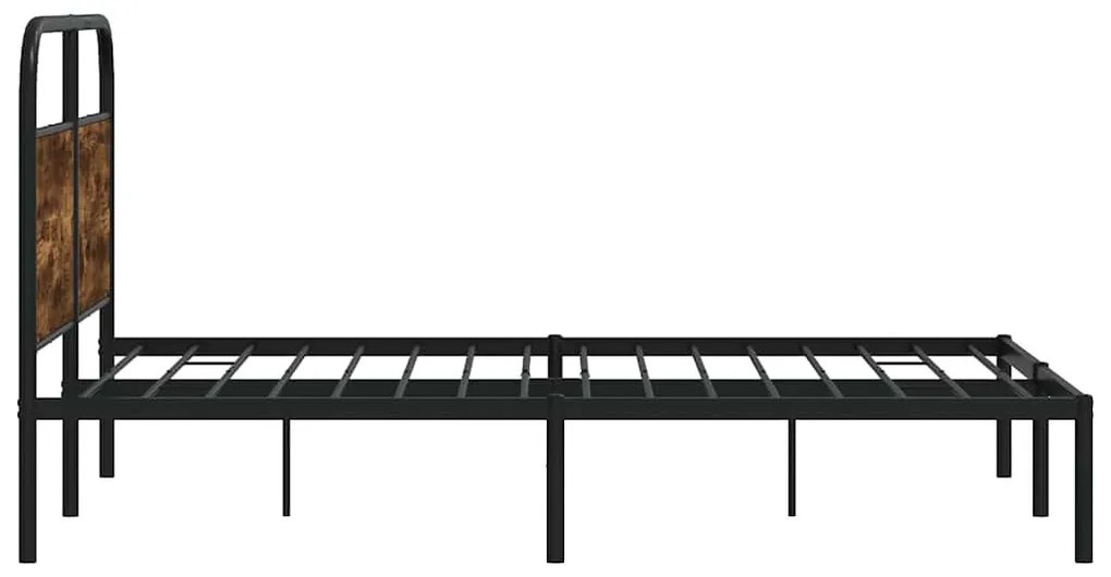 ágykeret matrac nélkül 140x190 cm füstölt tölgy fűrészelt fa