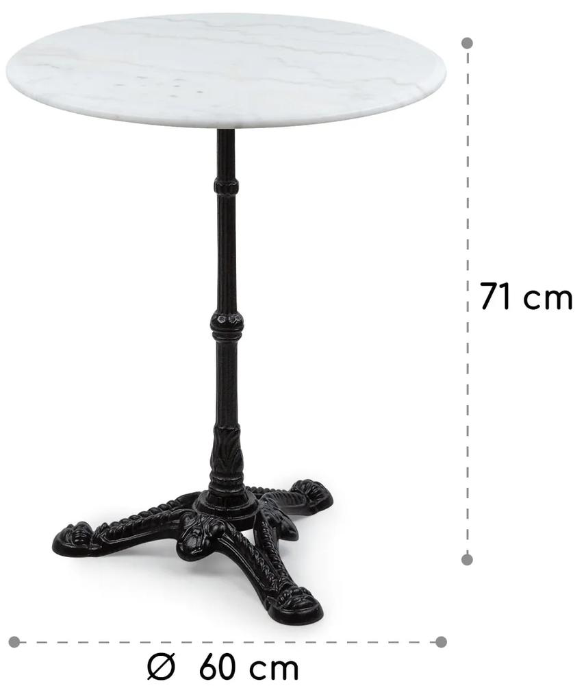 Patras, bisztró asztal, márványlap, Ø 60 cm, öntöttvas láb