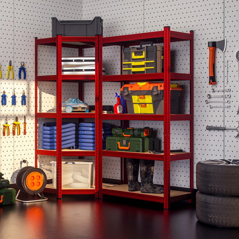 Deuba 180×70×40 cm sarokpolc – piros