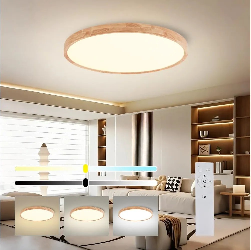 Brilagi - Dimmelhető LED lámpatest WOODROUND LED/70W/230V 3000-6000K Ø 80 cm + távirányító