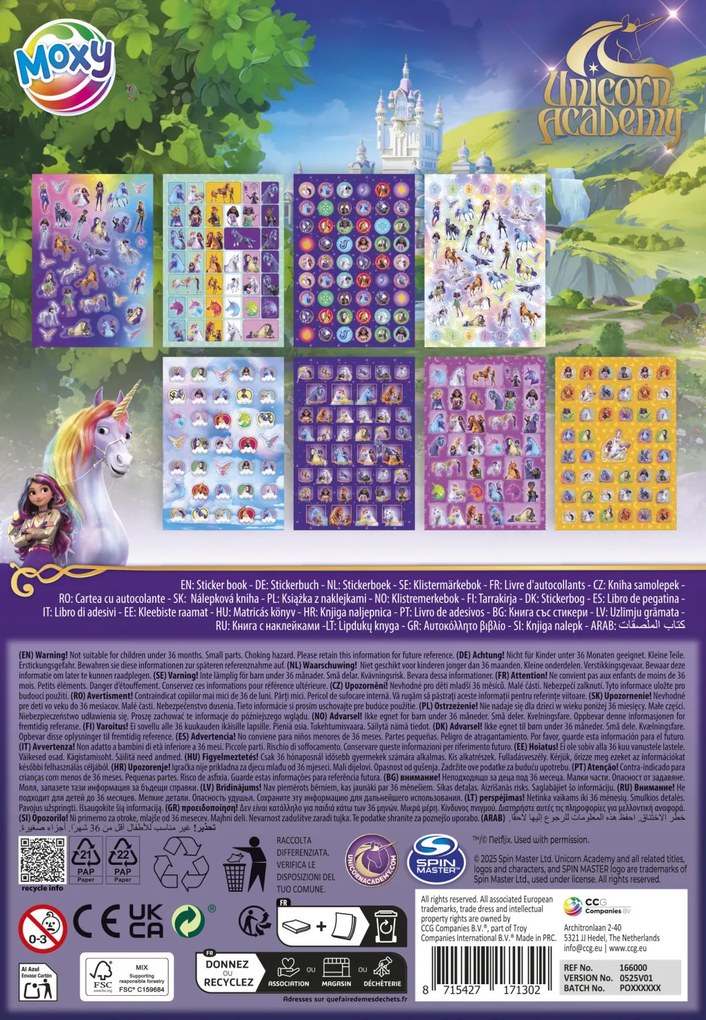Unikornis Akadémia Magic csillámos matricás album 8 ív