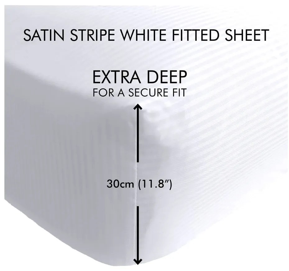 Fehér gumis lepedő 90x190 cm Satin Stripe - Catherine Lansfield