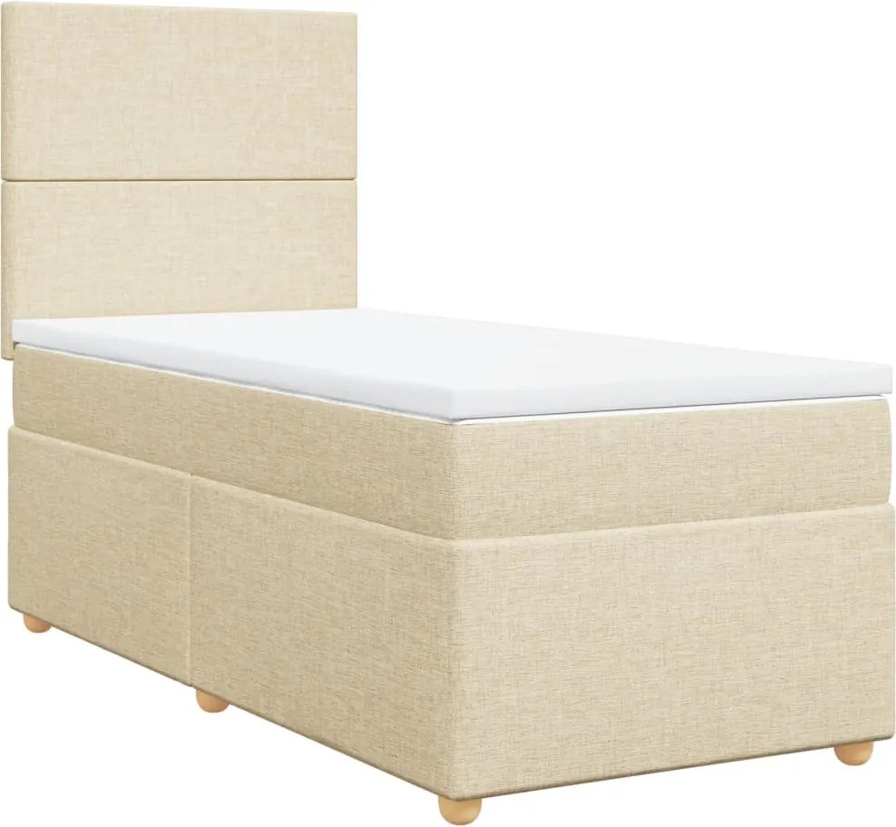 vidaXL krémszínű szövet rugós ágy matraccal 80 x 200 cm