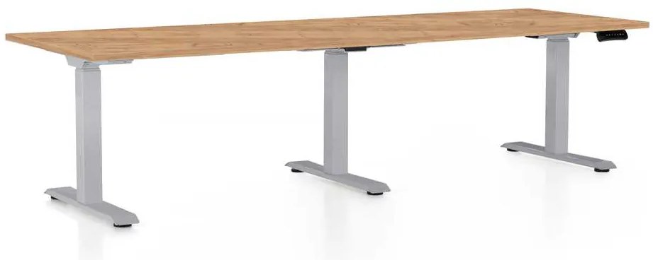 OfficeTech Long állítható magasságú asztal, 240 x 80 cm, szürke alap, craft tölgy