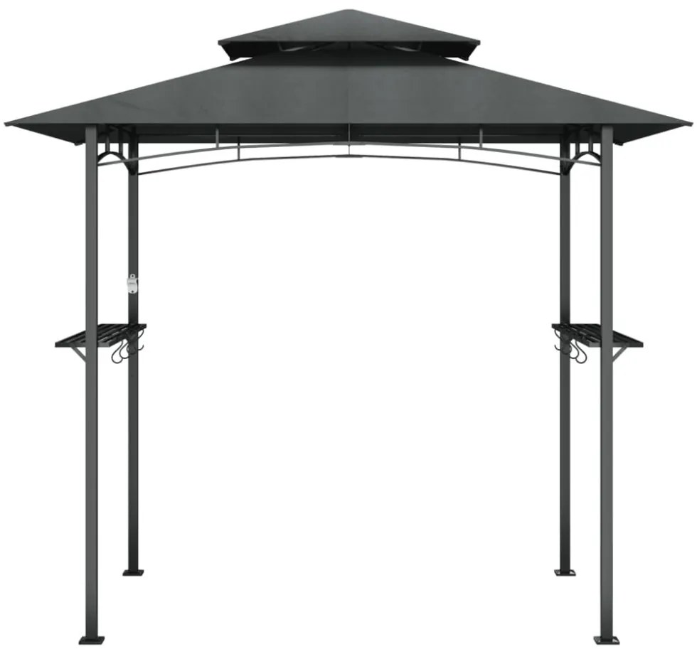 antracit acél grillező pavilon oldalsó polcokkal 240x150x243 cm