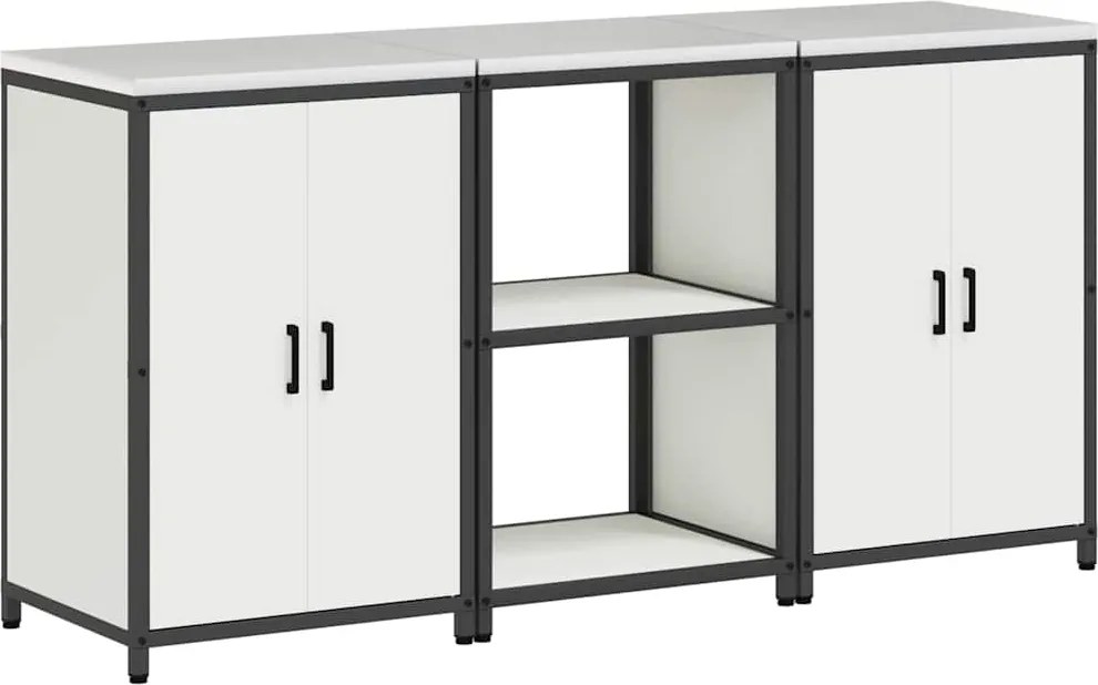 vidaXL Konyhai Tároló Készlet 3 pcs Fehér Hidegen hengerelt acél