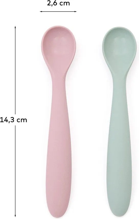 Rózsaszín-türkiz műanyag-szilikon gyerek kanál szett 2 db-os Lili – Kave Home