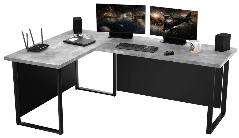 Sarok PC asztal Vintid (szürke beton). 1054974