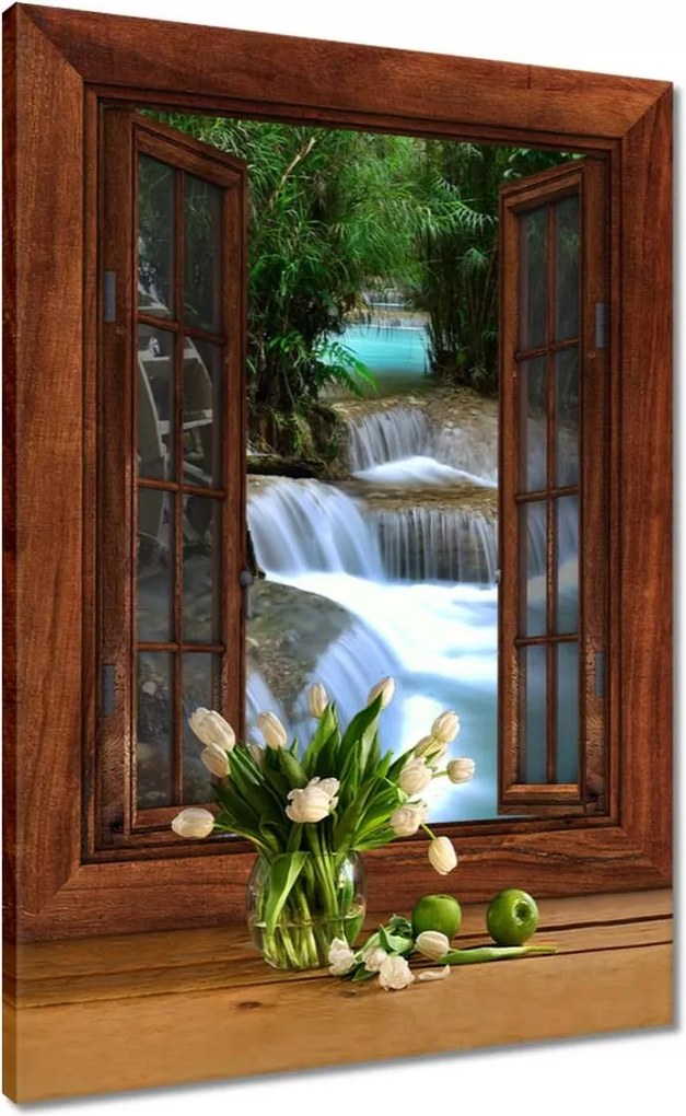 Vászonkép 50x70 Fa malom a folyón