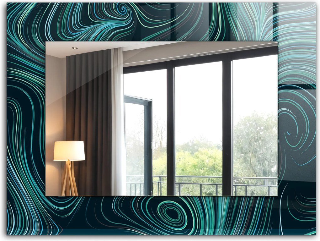 Dekoratív fali tükör nyomott mintás dekoráció 80x60 Absztrakt vonalak minták