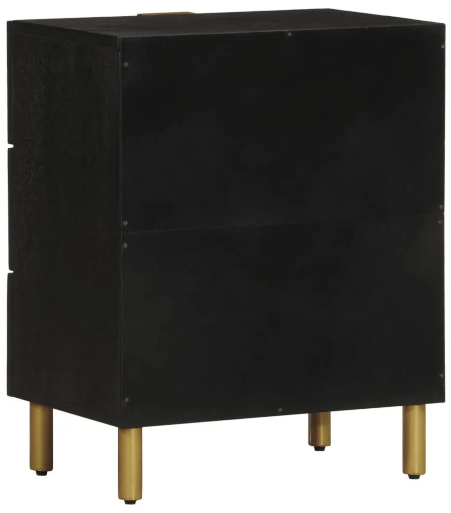 Fekete tömör szerelt fa éjjeliszekrény 50 x 33 x 62 cm