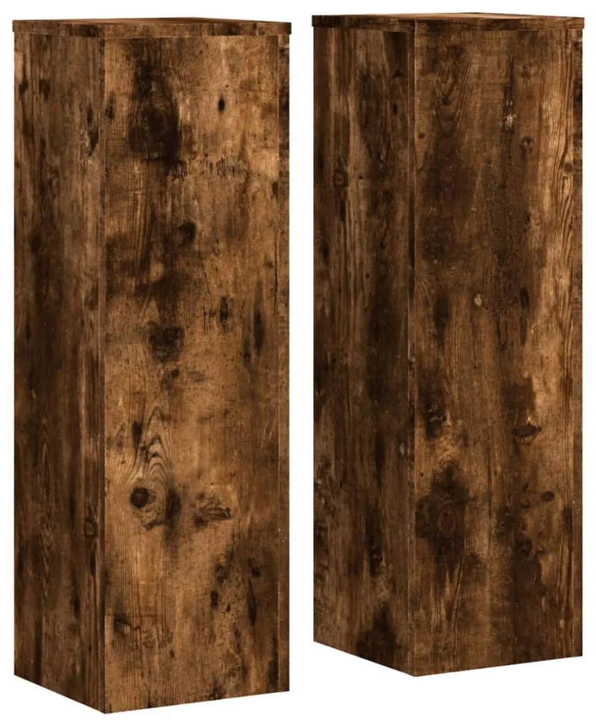 2 db füstös tölgy szerelt fa növénytartó állvány 25 x 25 x 80cm